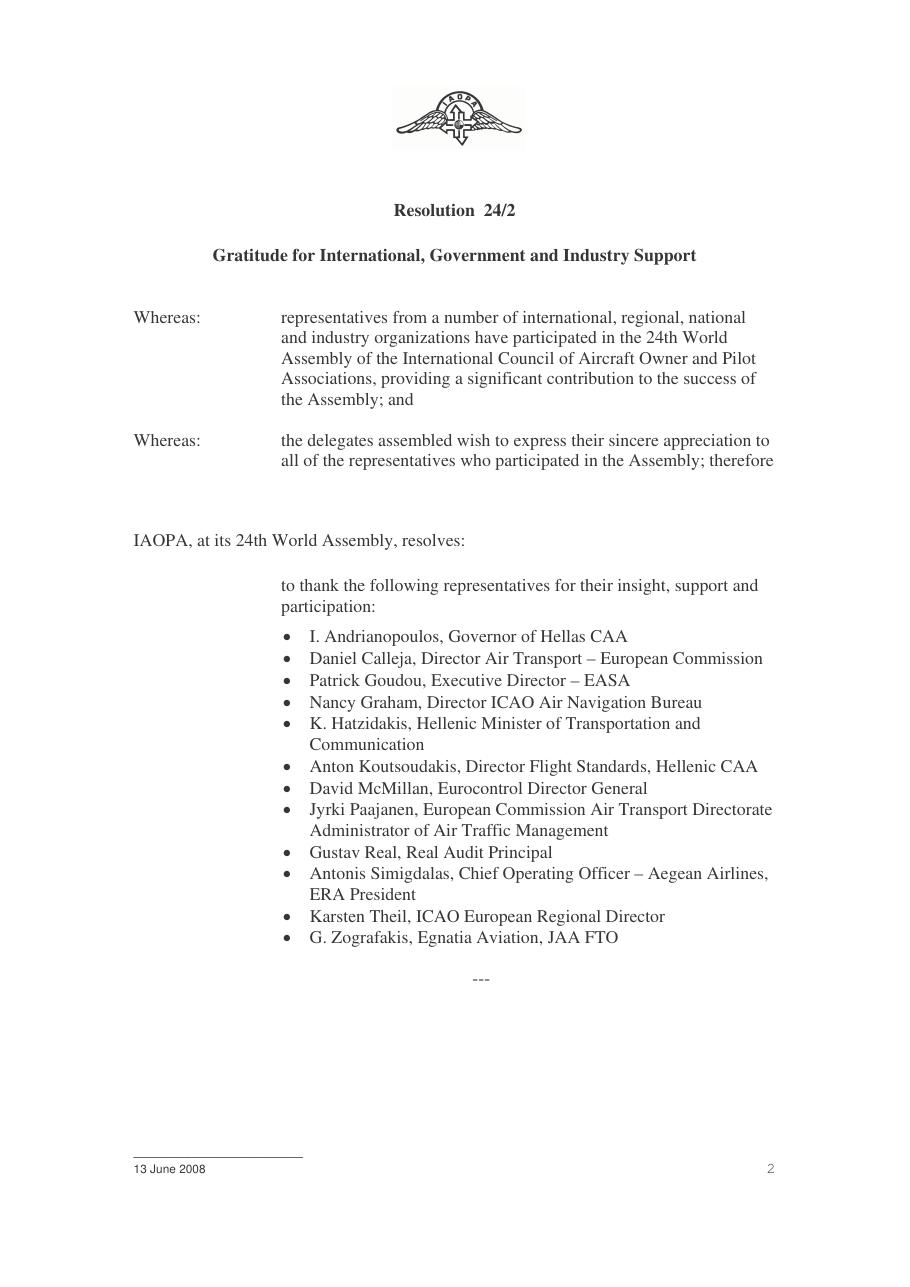 IAOPA World Assembly Resolutions – עמוד 2