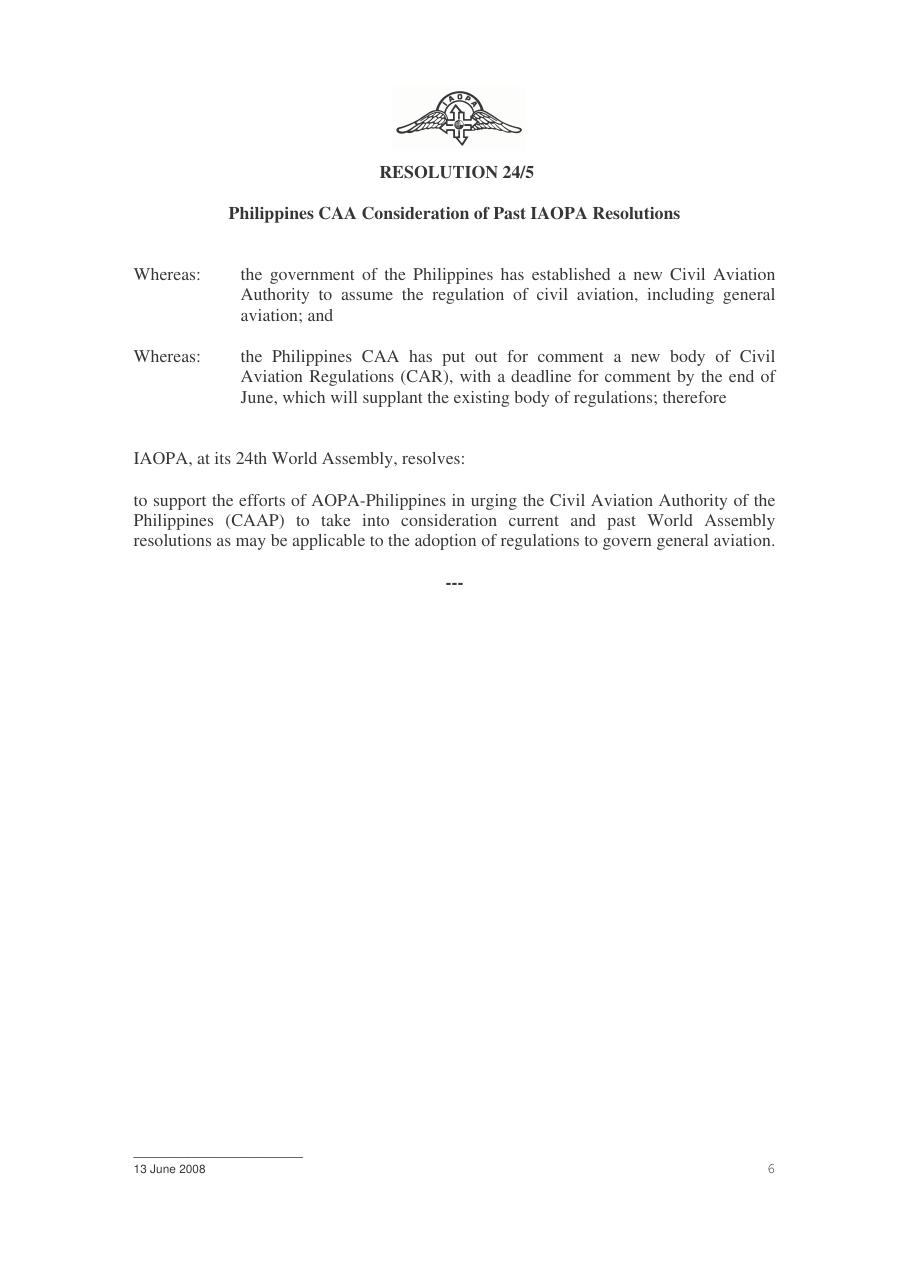IAOPA World Assembly Resolutions – עמוד 6