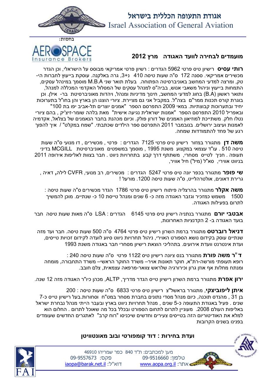 רשימת מועמדים לבחירה – עמוד 1