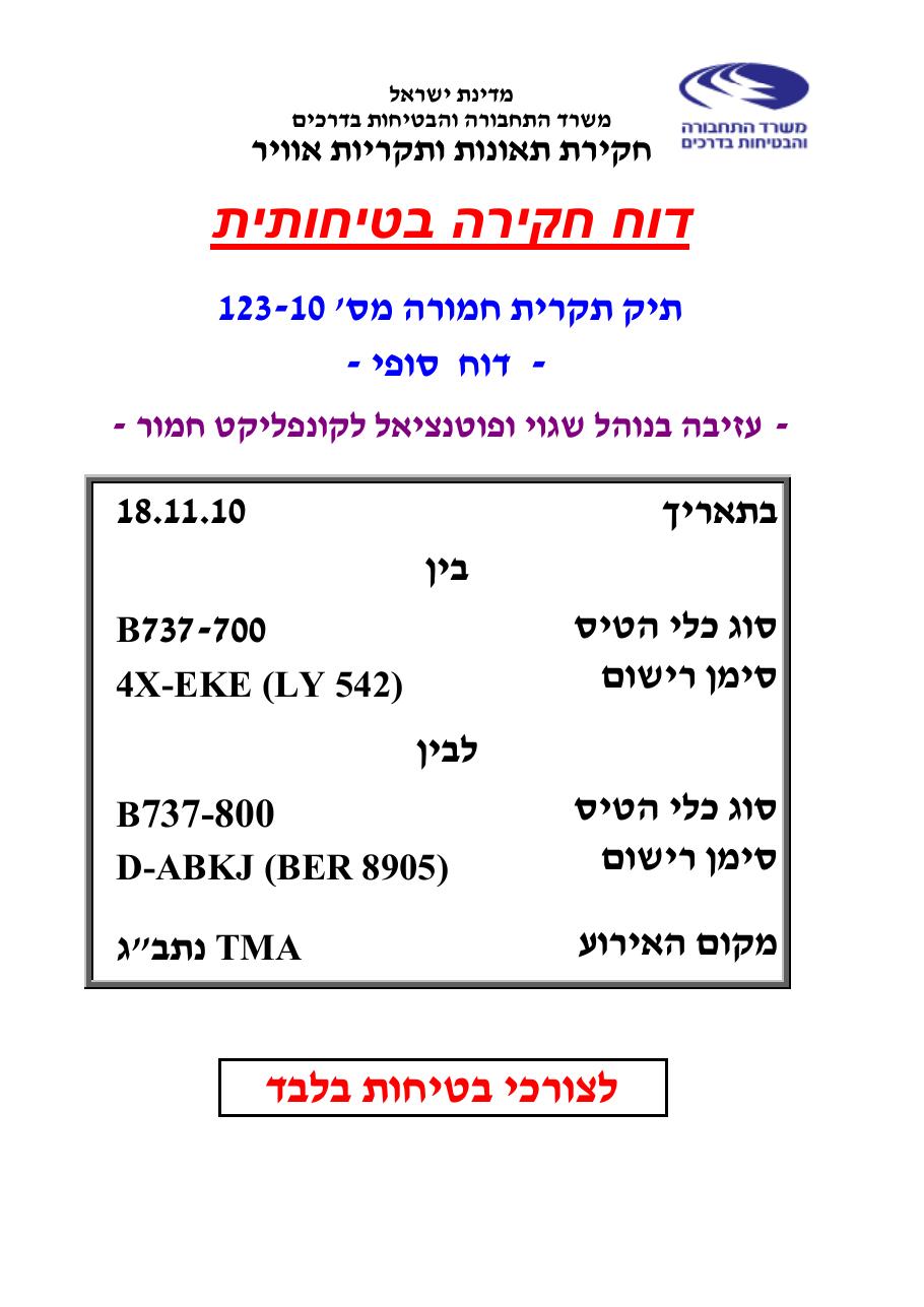 דוח מס.123-10  - עזיבת LLBG בנוהל שגוי – עמוד 1