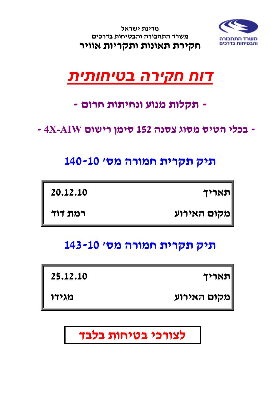 דוח מס. 10 -140+143 – עמוד 1