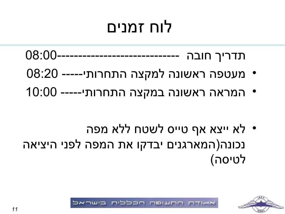 תדריך, לו"ז, סדר המראות לתחרות ניווט שישי 19.2.10 – עמוד 11