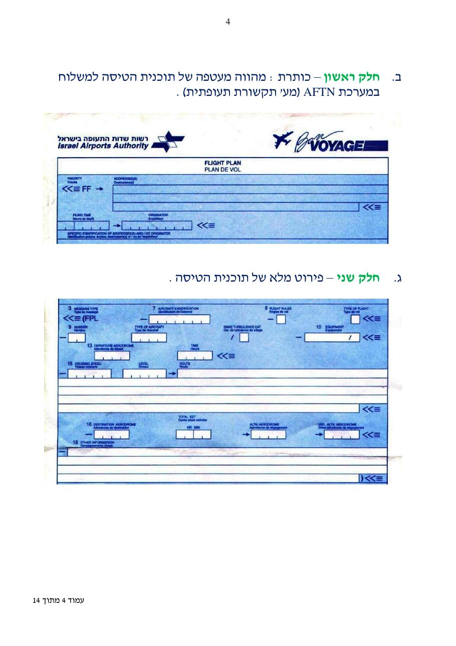 הסבר כיצד למלא תוכנית טיסה ICAO – עמוד 4