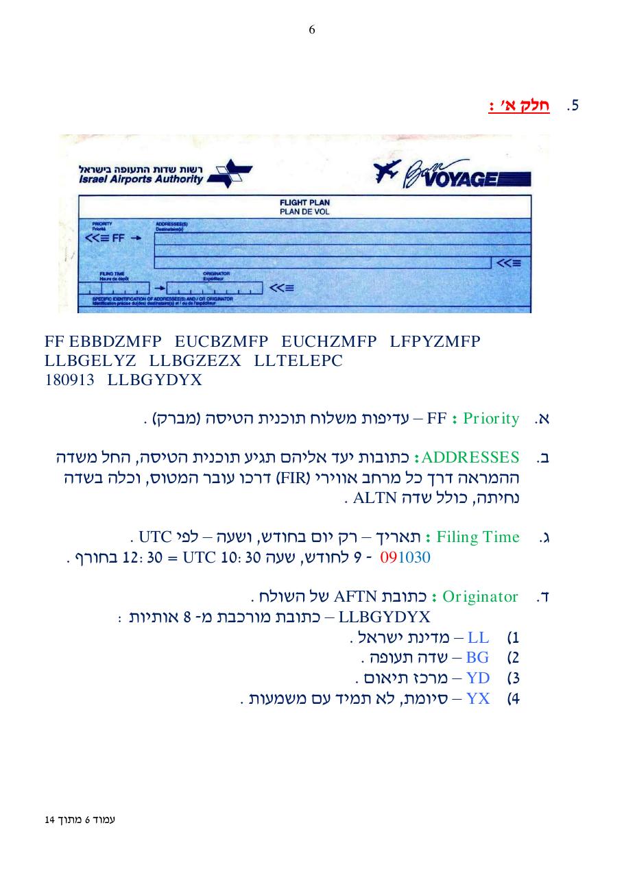 הסבר כיצד למלא תוכנית טיסה ICAO – עמוד 6