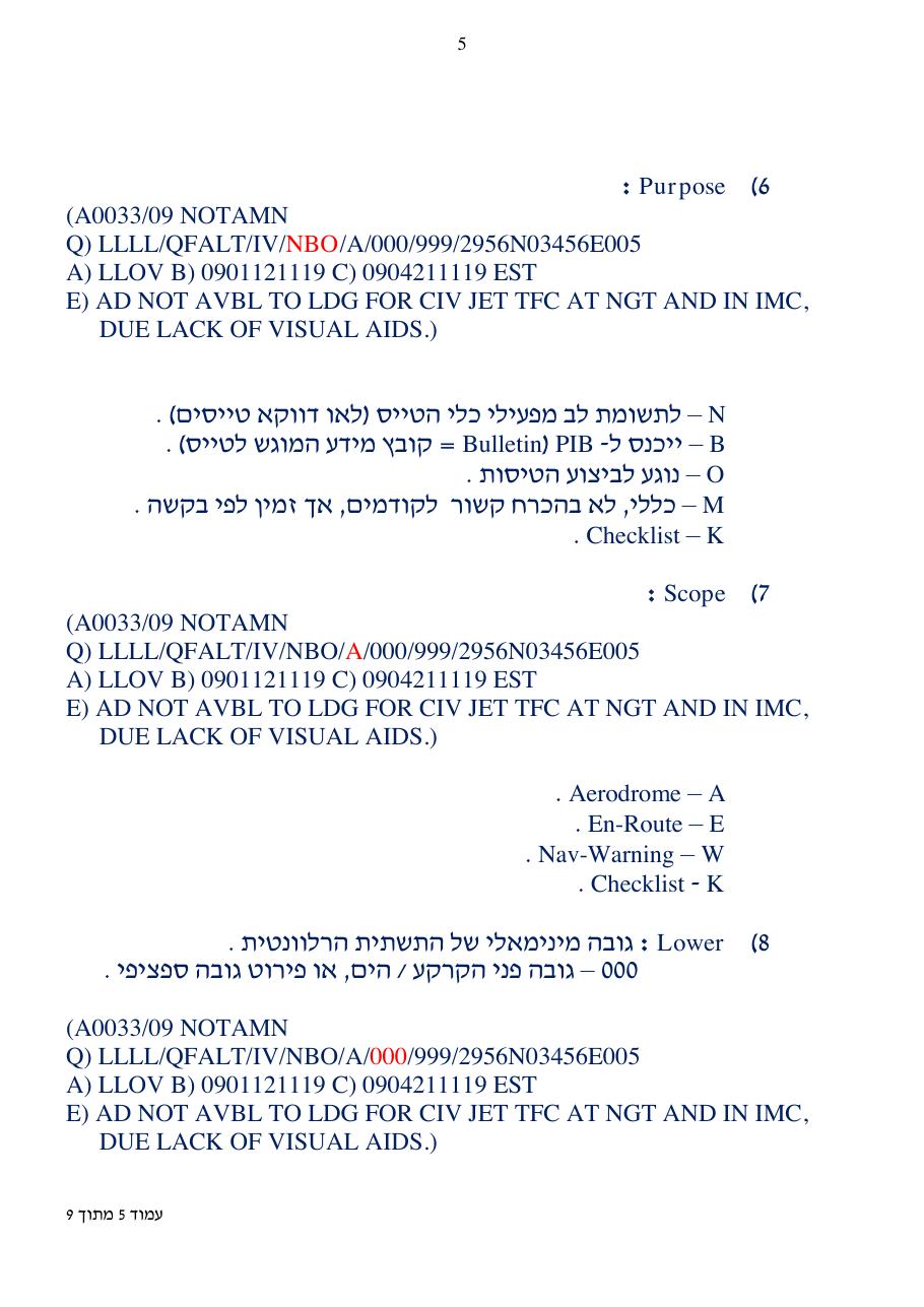 הסבר כיצד לקרוא NOTAM – עמוד 5